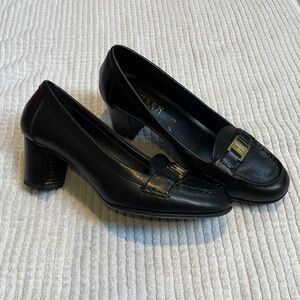 Black loafers with heel